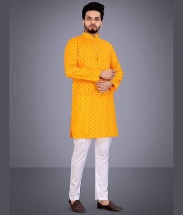 Nofilter Orange Cotton Blend Regular Fit Men's Kurta Pyjama Set ( Pack of 1 )