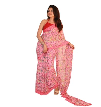 GENERIC Women's Georgette Printed Saree With Unstitched Blouse 5.5Mtr (Pink)-PID67522 GENERIC Women's Georgette Printed Saree With Unstitched Blouse 5.5Mtr (Pink)-PID67522