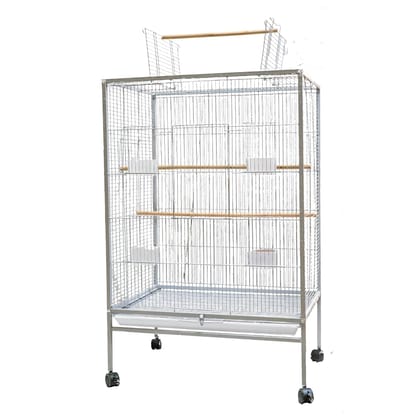 Buraq 38 Inch XX - Large Bird Cage, Includes Locking Casters & Bird Cage Accessories, for Small & Medium Types of Birds (XX-Large - White)