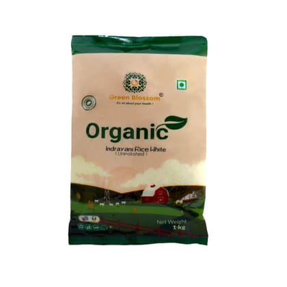 Organic Indrayani Rice (White) - 1Kg (Pack of 1) I Green Blossom (Weight - 1Kg) by green blossom agritech ventures private limited