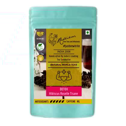 DETOX Hibiscus Roselle Tisane - A Fruity Infusion for Daily Wellness (50 gm - Makes 25 Cups of Tea) by M/S RADHIKAS FINE TEAS AND WHATNOTS