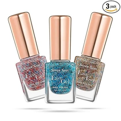 Seven Seas Easy Gel Nail Polish | Quick Dry Gel Nail Polish, Pack of 3 (Combo-10, 30ml)