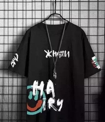 men oversized graphic tees - Classic Black