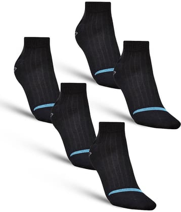 Dollar - Cotton Men's Striped Black Ankle Length Socks ( Pack of 5 )