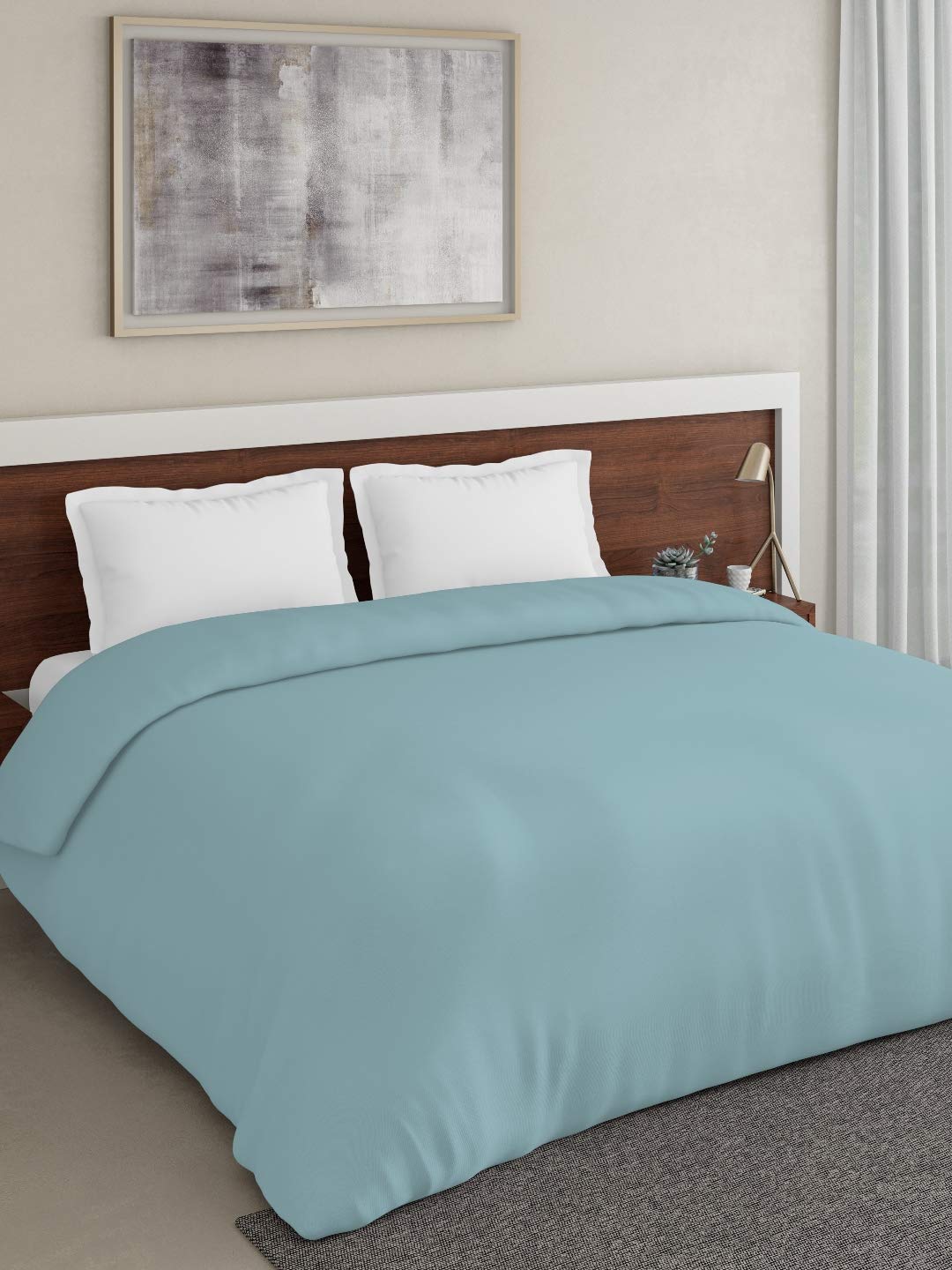 D'Decor Live Beautiful 180TC 1 Double Duvet with 2 Pillow Covers - Blue (228 CM X 274 CM, 90IN X 108IN)