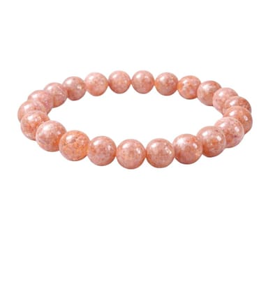 Natural Crystal 8mm Sunstone Bracelet (Orange)-PID64921 Natural Crystal 8mm Sunstone Bracelet (Orange)-PID64921