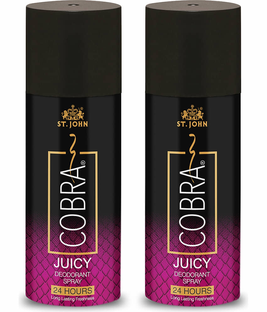 ST.JOHN Cobra Juicy Long Lasting Deodorant Spray for Men 150ml Each (300ml) - Pack of 2