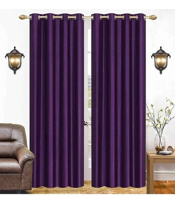 N2C Home Solid Semi-Transparent Eyelet Curtain 9 ft ( Pack of 2 ) - Purple