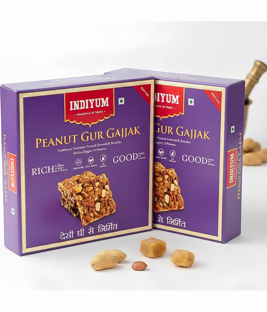 Indiyum Peanut Gur Gajjak 400 gm Pack of 2