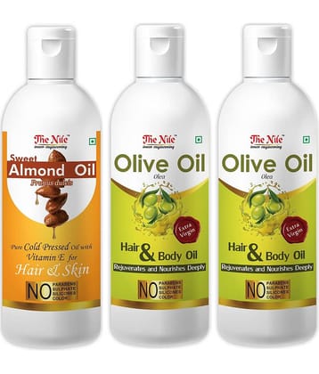 The Nile Olive Oil 100 ML X 2 + Sweet Almond Oil 100 Ml 300 mL Pack of 3