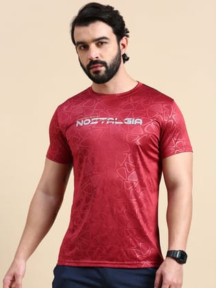 Classic Polo Men's Round Neck Polyester Red Slim Fit Active Wear T-Shirt | GENX-CREW 07A SF C