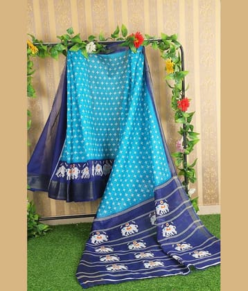 Samai Cotton Silk Printed Saree With Unstitched Blouse Piece ( Multicolor7 )