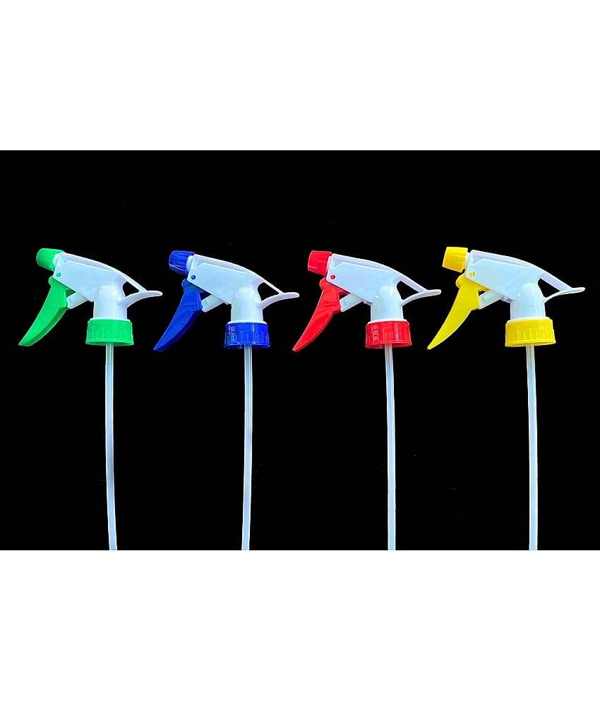Plastic Trigger Spray | Pressure Sprayer | Sprayer | Bottle Nozzle Head for Home, Salon & Office Purpose | Fits on Every Bottle - Random Colour Bottles Not Included- (Pack of 4)