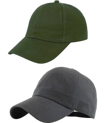 Zacharias - 100% Cotton Green Men's Cap ( Pack of 2 )