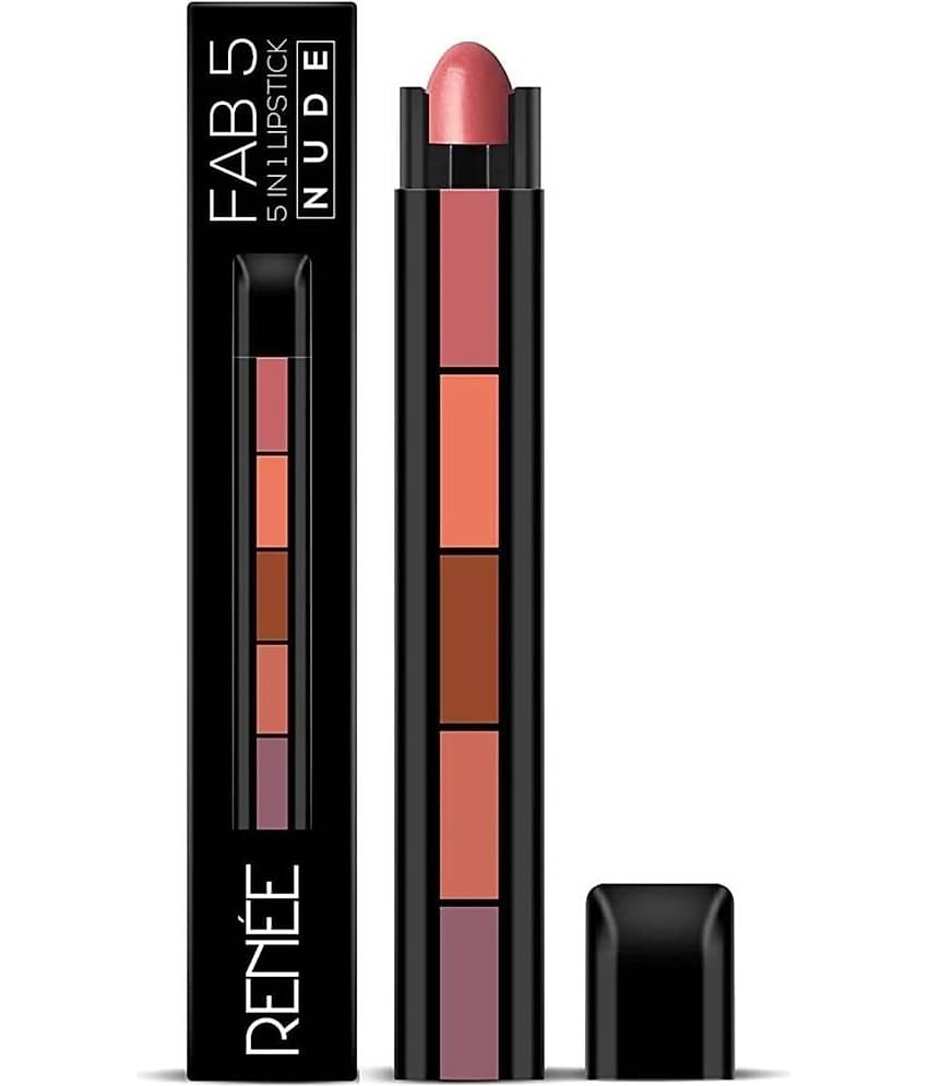 RENEE Fab 5 Nude 5-in-, 1 Lipstick, Long-Lasting, Compact & Travel-Friendly,7.5g