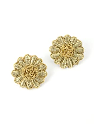 Floral Stud Earrings - Gold