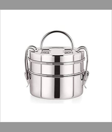 CrossPan Klassic Double Decker Tiffin Stainless Steel Lunch Box 2 - Container ( Pack of 1 )