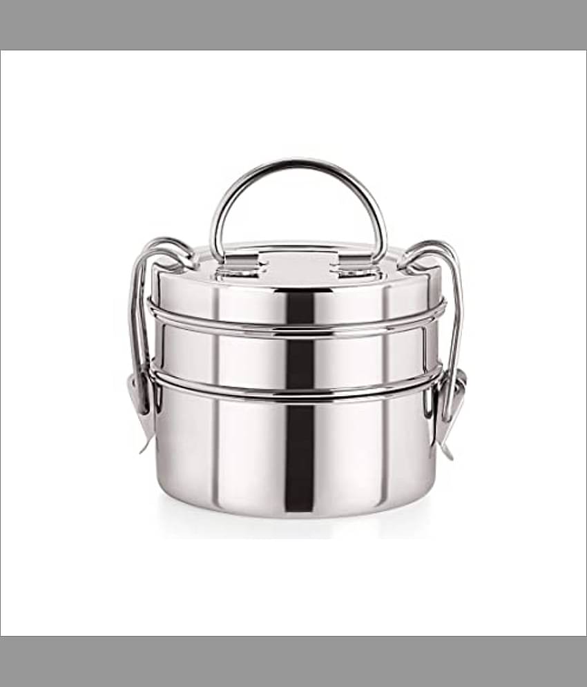 CrossPan Klassic Double Decker Tiffin Stainless Steel Lunch Box 2 - Container ( Pack of 1 )