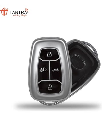TANTRA TPU Key Cover Compatible with Tata Nexon | Harrier | Safari | Altroz | Tigor | EV | Punch | Tiago EV Electric 4 Button Smart Key Only (Grey)
