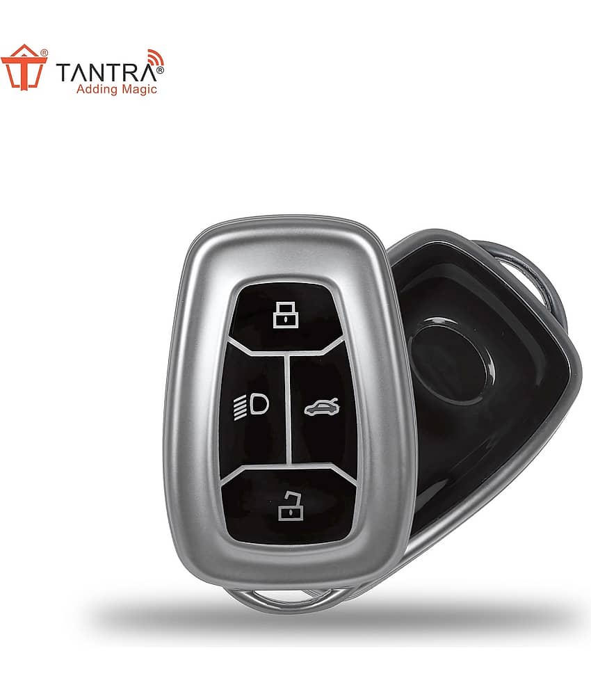 TANTRA TPU Key Cover Compatible with Tata Nexon | Harrier | Safari | Altroz | Tigor | EV | Punch | Tiago EV Electric 4 Button Smart Key Only (Grey)
