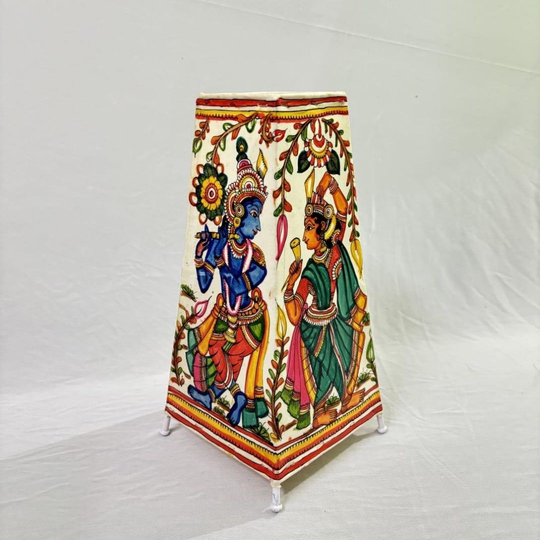 12 inch Radha Krishna design square lamp