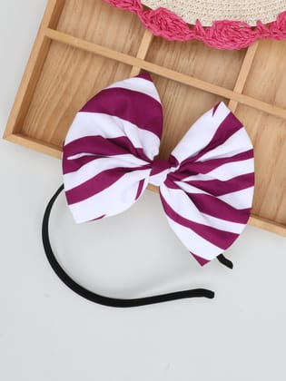 Zebra Bow Hairband- Magenta-one Size / Beige