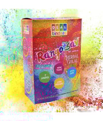 Dealbindaas Rangotasav Holi Colour Herbal Gulal 250 GMS 5 Shades| NonToxic | Eco Friendly | 100% Safe Holi Color Powder, 250gm. (5pcs X 50gm) Pack of 1