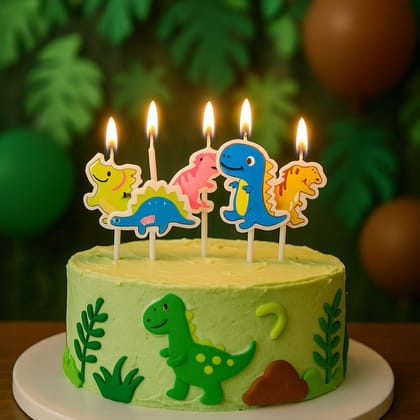 Dinosaur Theme Birthday Candles - 5Pc