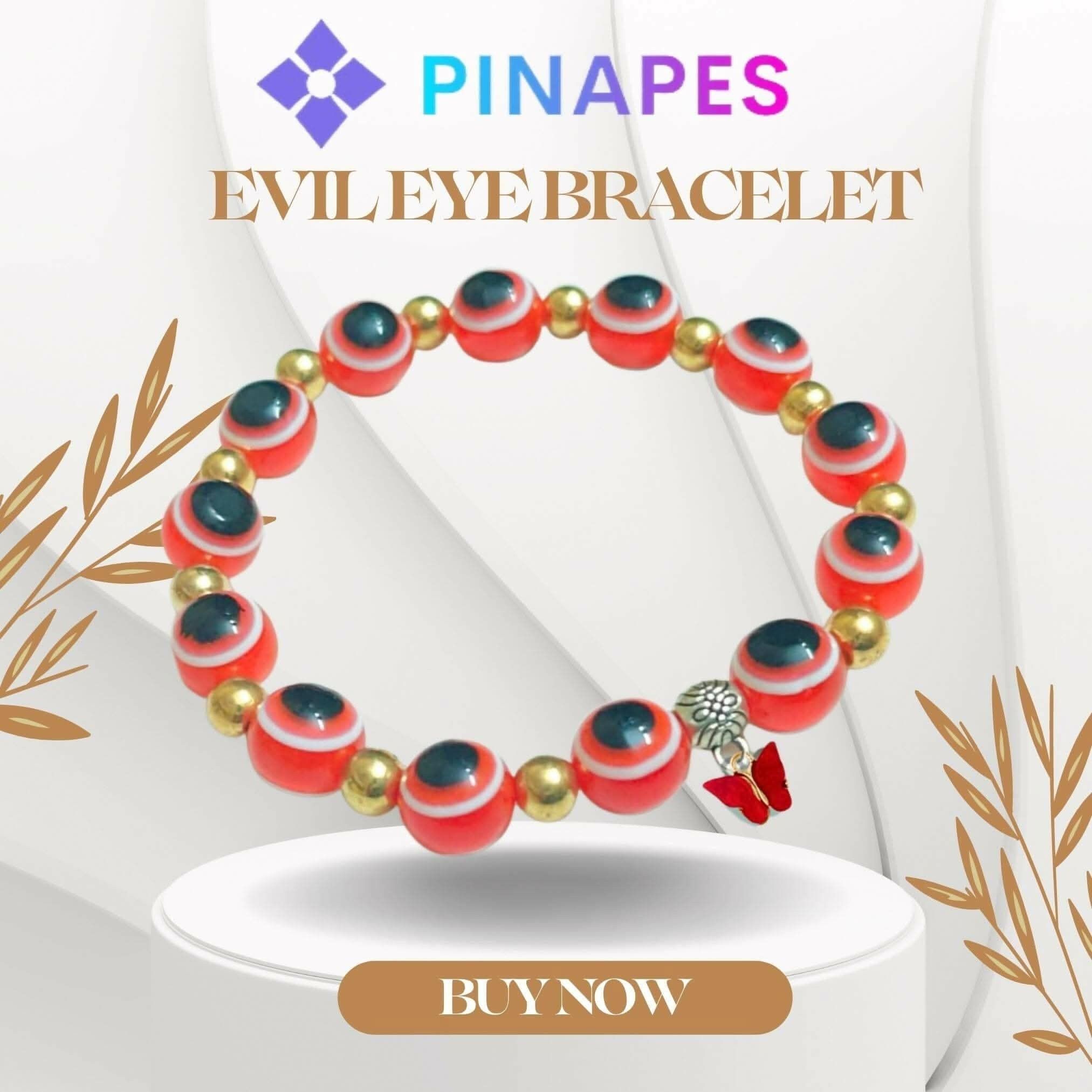 Pinapes Evil Eye Charm Bracelet with Red Butterfly Beads โ Adjustable Red Beaded Bracelet for Women (Spiritual & Stylish)