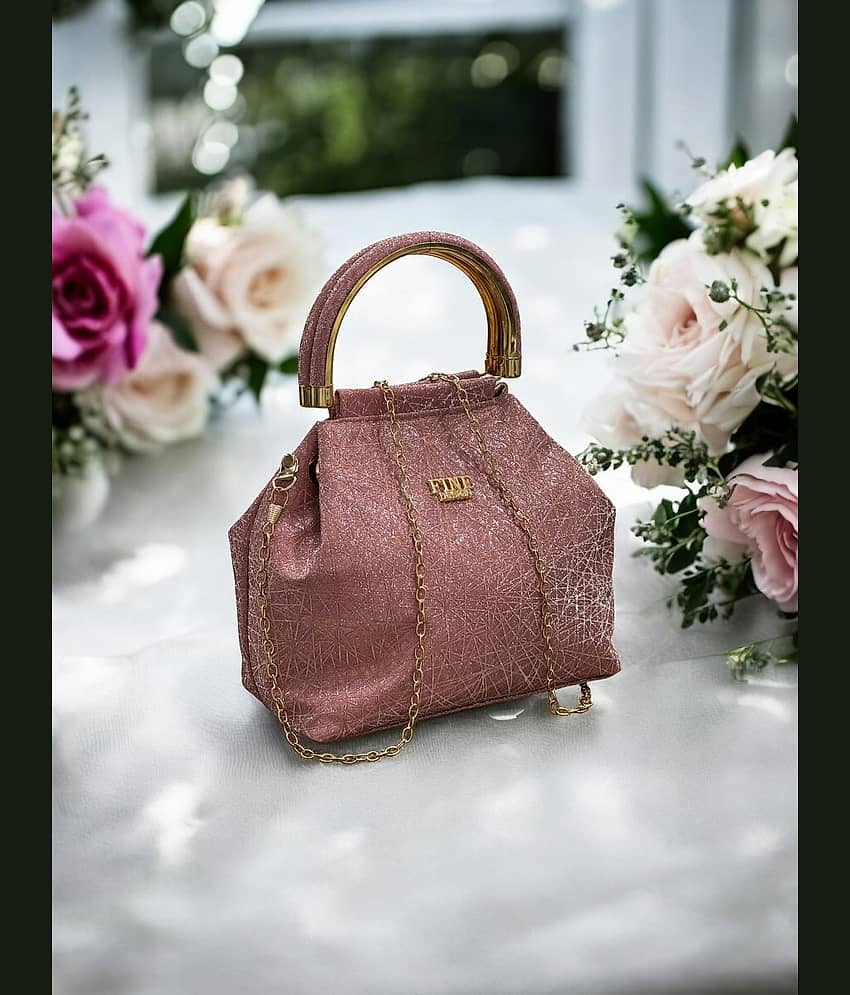 Fine Design Pink Faux Leather Potli