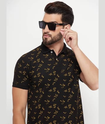 GET GOLF Pack of 1 Cotton Blend Regular Fit Printed Half Sleeves Men's Polo T Shirt ( Black )