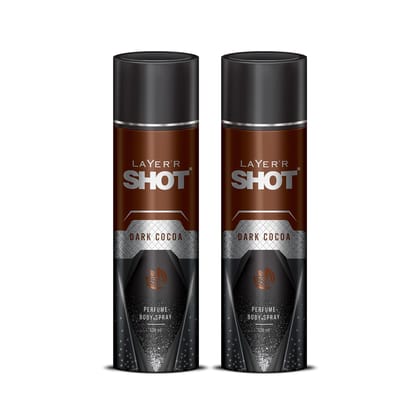 Layer'r Shot Dark Cocoa Body Spray For Men - 2 x 120ml Each | Long Lasting Premium Fragrance With Exotic Scent | Boost Confidence & Atrractiveness | Ideal For Daily Use | Perfect For Men