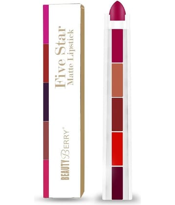 Beauty Berry Five Star matte lipstick Creme Lipstick 5 in 1 Multi 6g - Pack of 1
