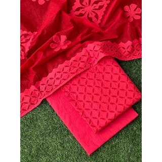 Applique Cotton Dress Material Suit Set