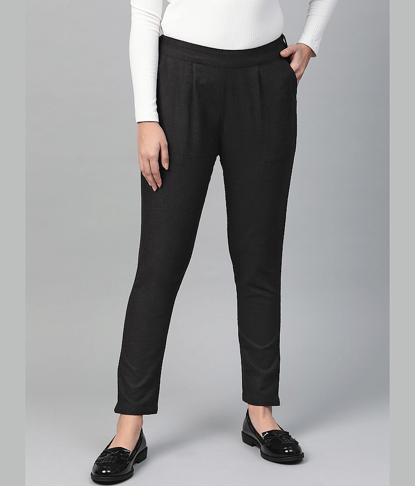 Yash Gallery - Black Cotton Regular Women's Formal Pants ( Pack of 1 )