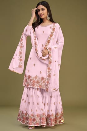 Pink Georgette Sharara Suit