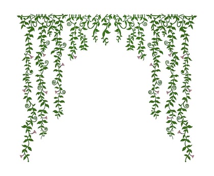 DreamKraft Green Falling with Pretty Flowers Wall Sticker (Multicolor PVC Vinyl 99 cm X 81 cm)