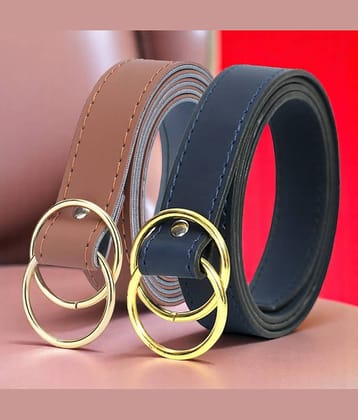 Kastner PU Women's Skinny Belt ( Pack of 2 )
