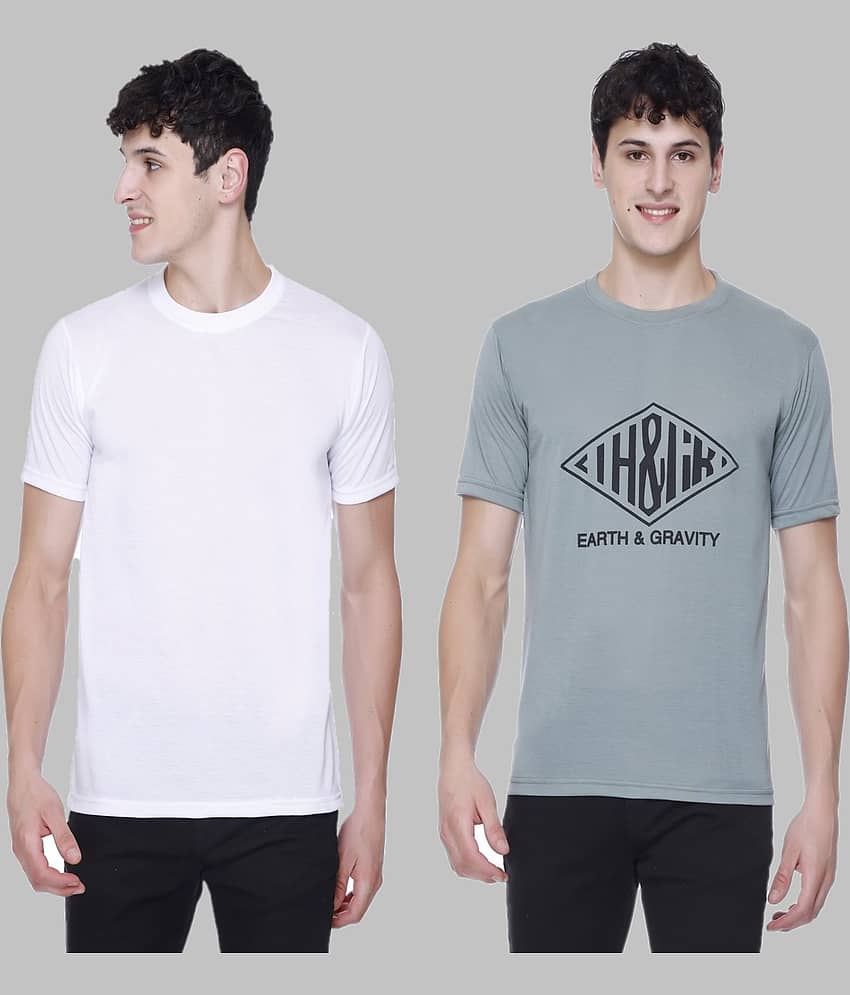 HVBK Pack of 2 Cotton Blend Regular Fit Men's T-Shirt ( Black )