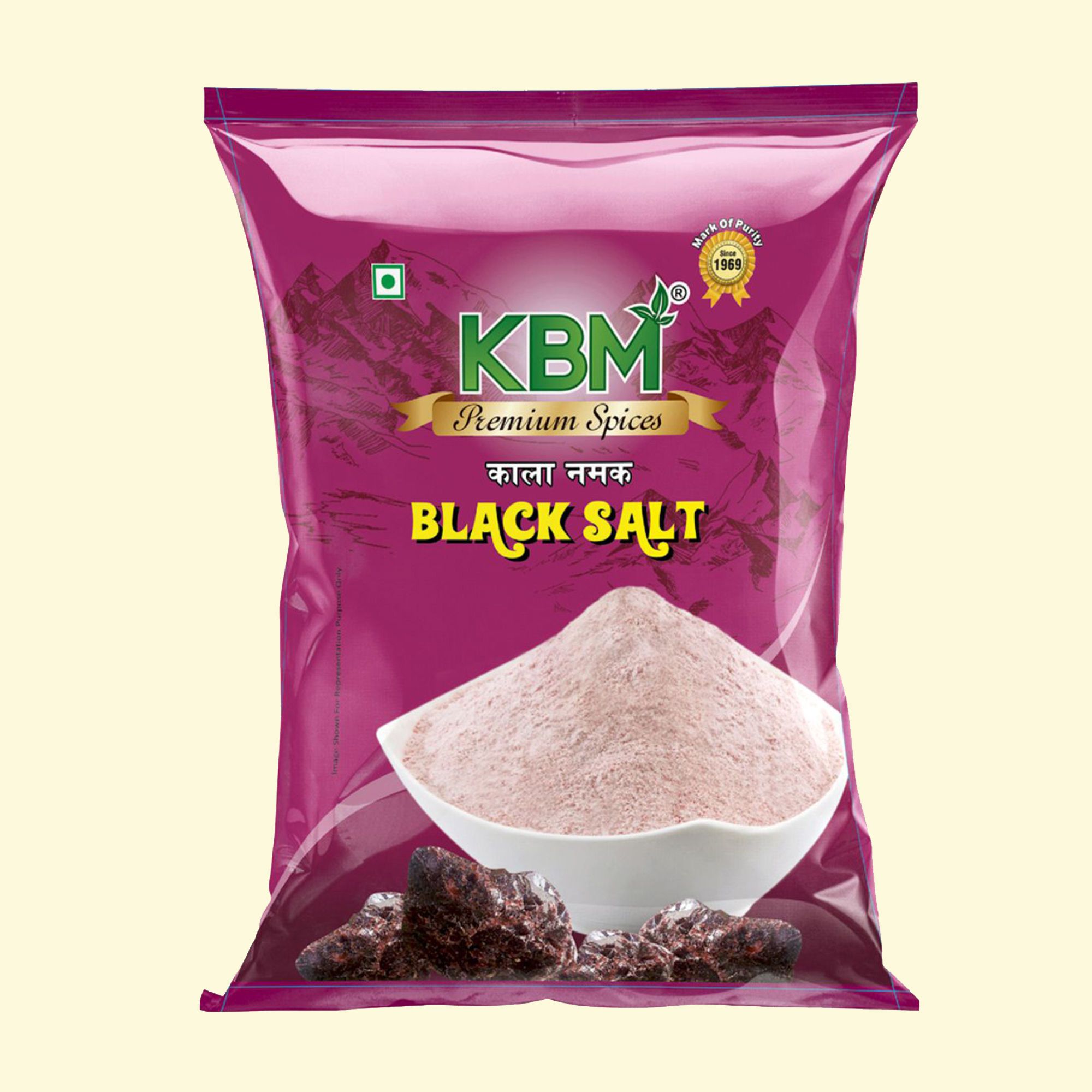 KBM Premium Spices Black Salt, 200 gm Pouch