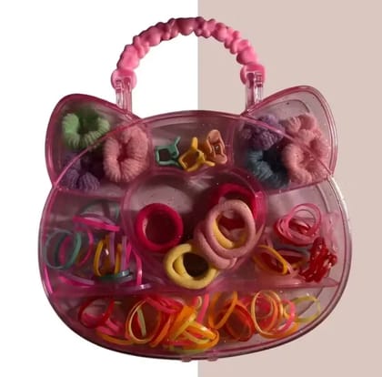 Kozykit Girls Hair Accessories Combo Set | 1 Pc Sequin Bow Headband (Random Color) with Mickey Mouse Shape Storage Box of Rubber Bands, Clips & Hair Ties | Cute Party Wear Gift Set for Baby, Toddlers & Kids