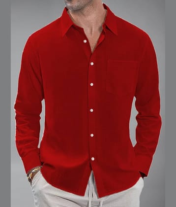 Apektra Cotton Blend Slim Fit Solids Full Sleeves Men's Casual Shirt - Red ( Pack of 1 )