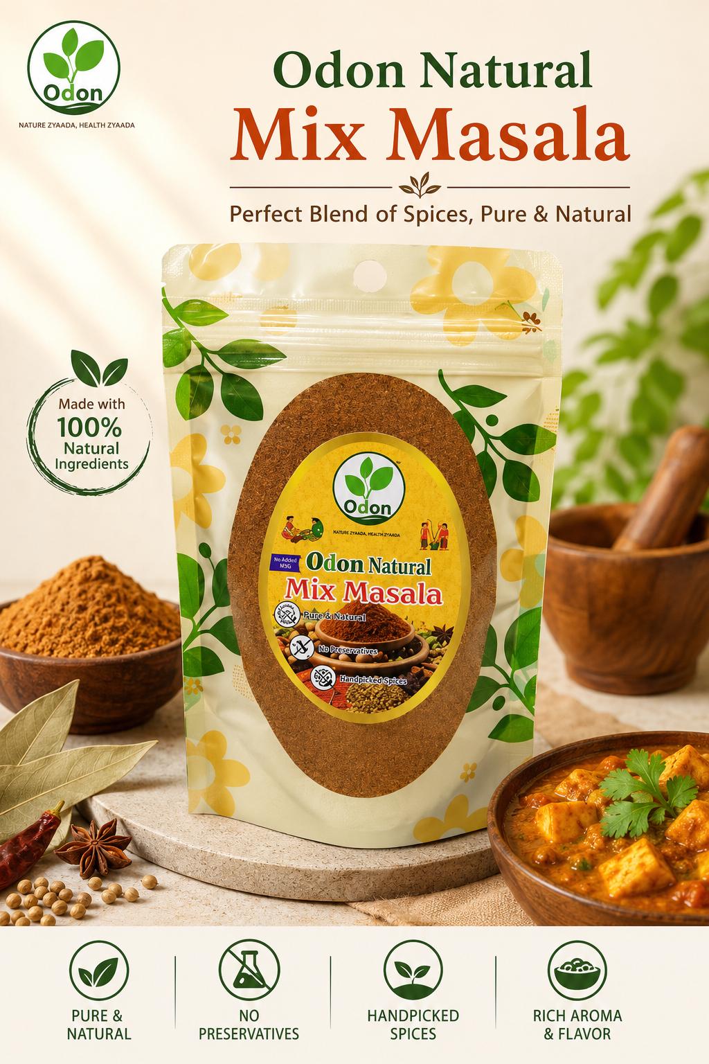 ODON NATURAL Cold Press MIX ED MASALA (For None Veg Menu)Non-Combustion I Hand Pounded Stone Grounded With Natural Oils I -50g