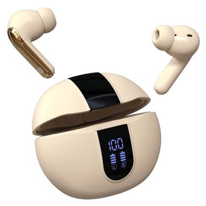 Portronics Twins 29 ANC in-ear TWS Wireless Bluetooth Earbuds With Digital Display (Beige)