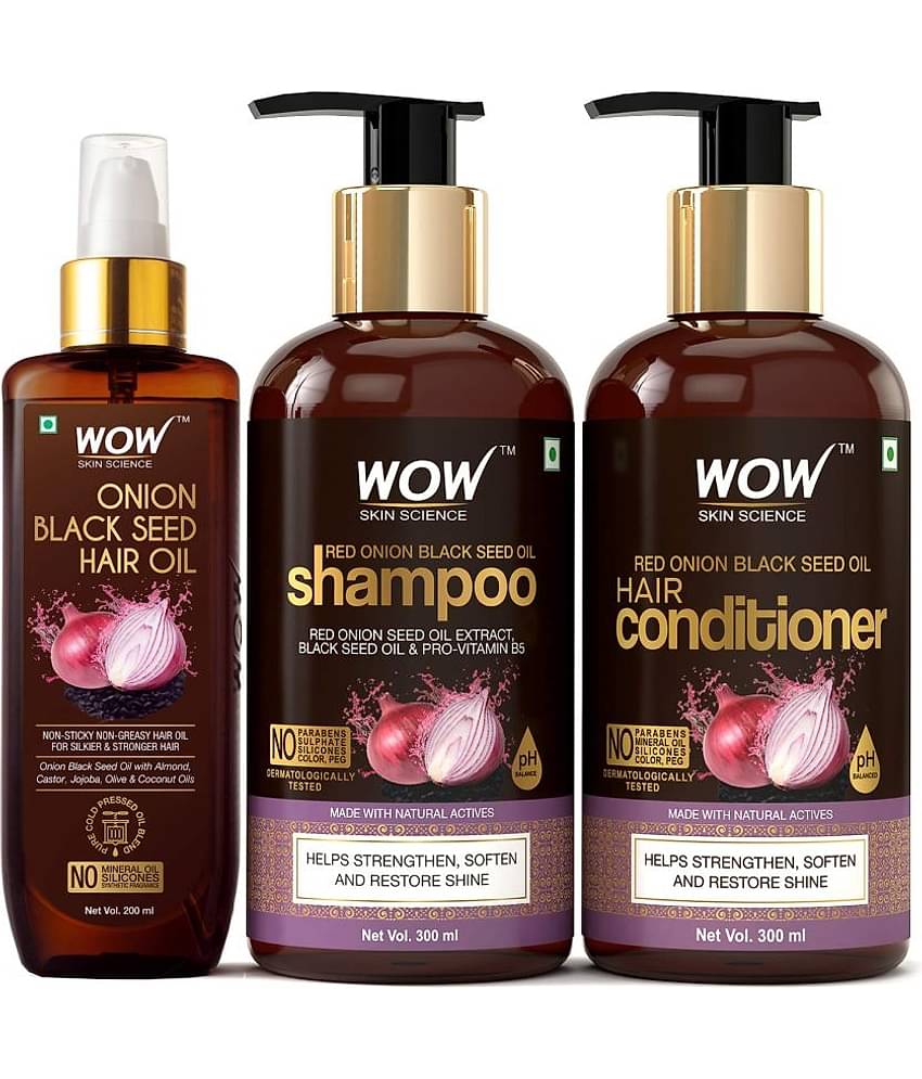 WOW Skin Science Onion Black Seed Oil Ultimate Hair Care Kit (Shampoo + Hair Conditioner + Hair Oil)