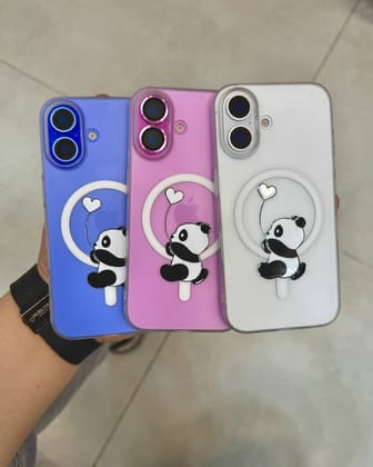 Portraits Panda Love Custom Magsafe Clear Transparent iPhone Hybrid Silicone Slim Case-Design 5