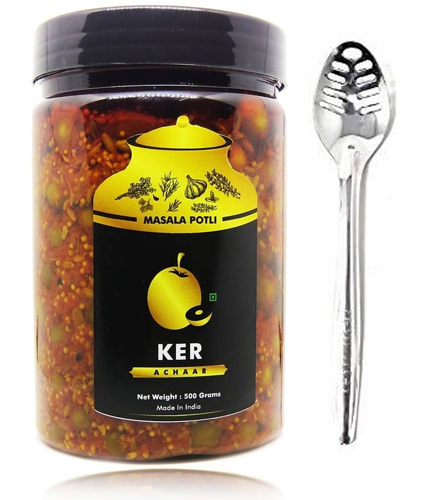 Masala Potli Homemade Rajasthani Ker Ka Achar & Spoon, Kair or Dela Pickle Pickle 500 g