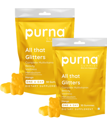 Purna Gummies Men & Women's Immunity Multivitamin Mango Gummies - Vitamins A, C, D, E, B12 30 No.s (Pack of 2)