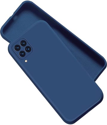Case Vault Covers - Blue Silicon Plain Cases Compatible For Samsung Galaxy A22 4g ( Pack of 1 )