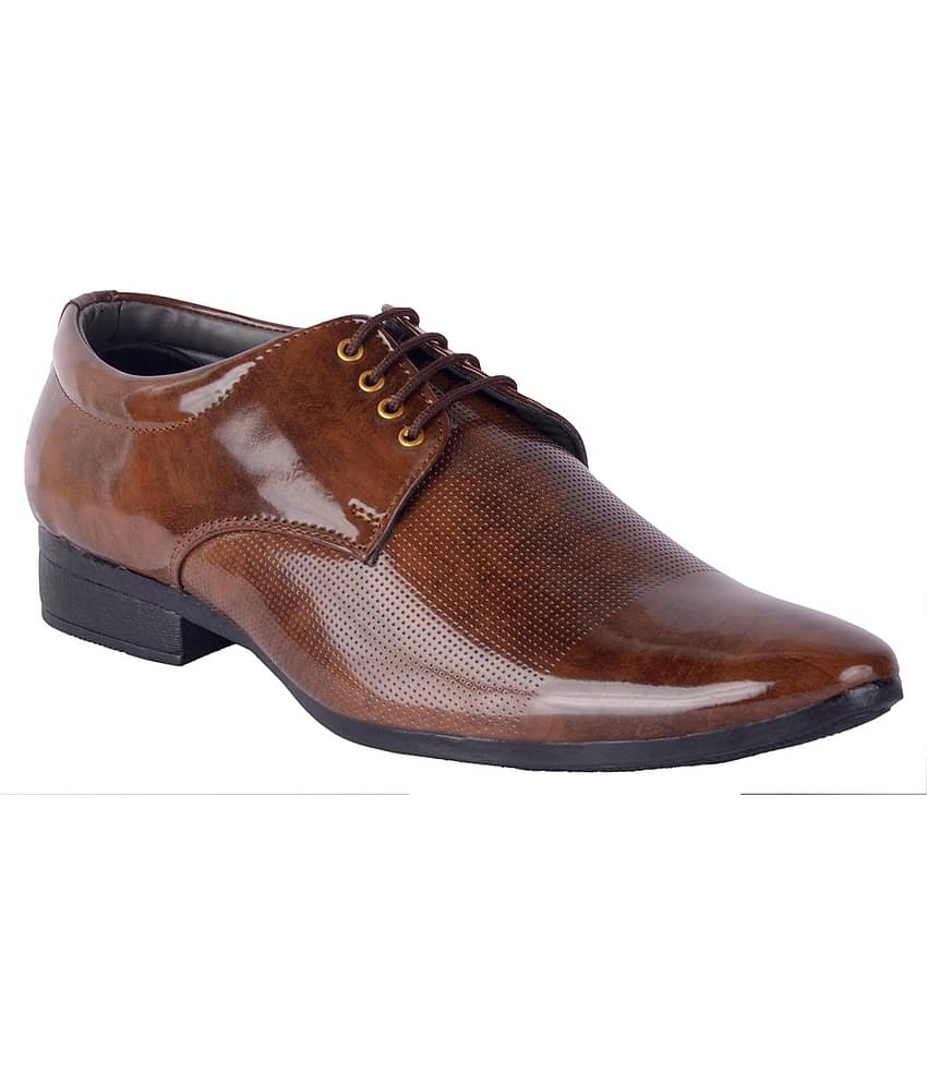 Aadi Derby Artificial Leather Brown Formal Shoes